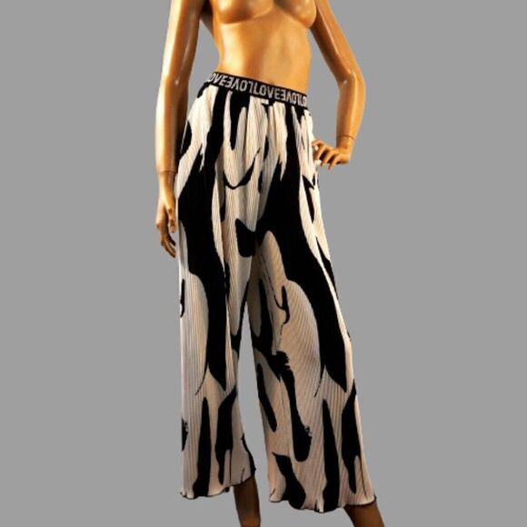 Shein High Waist Print Wide Leg Pants Boho Loose Casual Palazzo Trousers Sz 4 - Picture 3 of 12